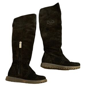 Dolce & Gabbana Suede Black Knee High Boots